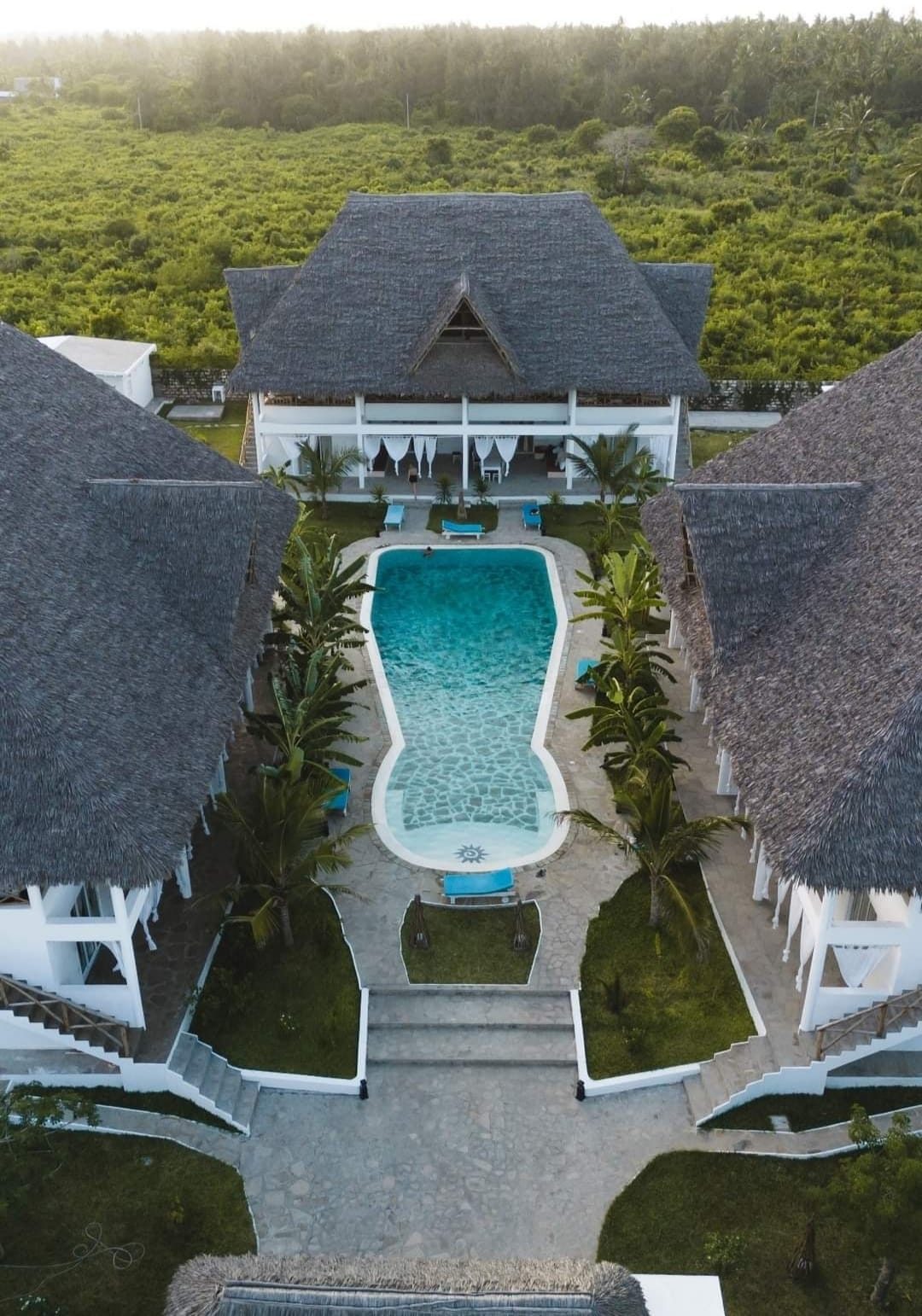 Aerial view of the luxury villa RiccArDella House in Watamu, Kenya